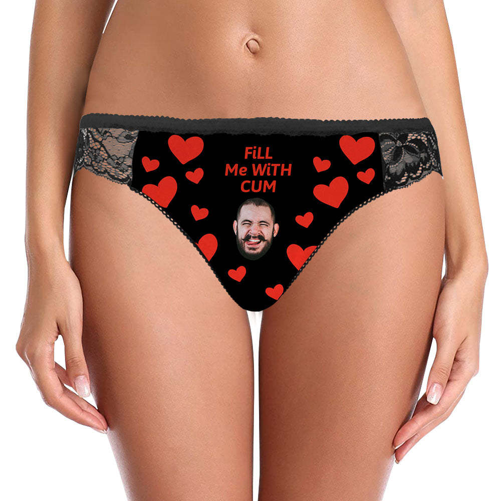 Custom Women Lace Panty Face Sexy Panties Women's Underwear - Fill Me With Cum - MyFaceBoxer