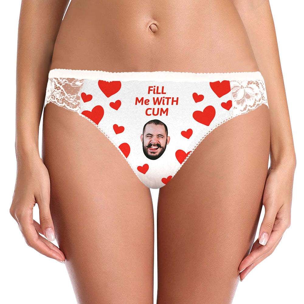 Custom Women Lace Panty Face Sexy Panties Women's Underwear - Fill Me With Cum - MyFaceBoxer