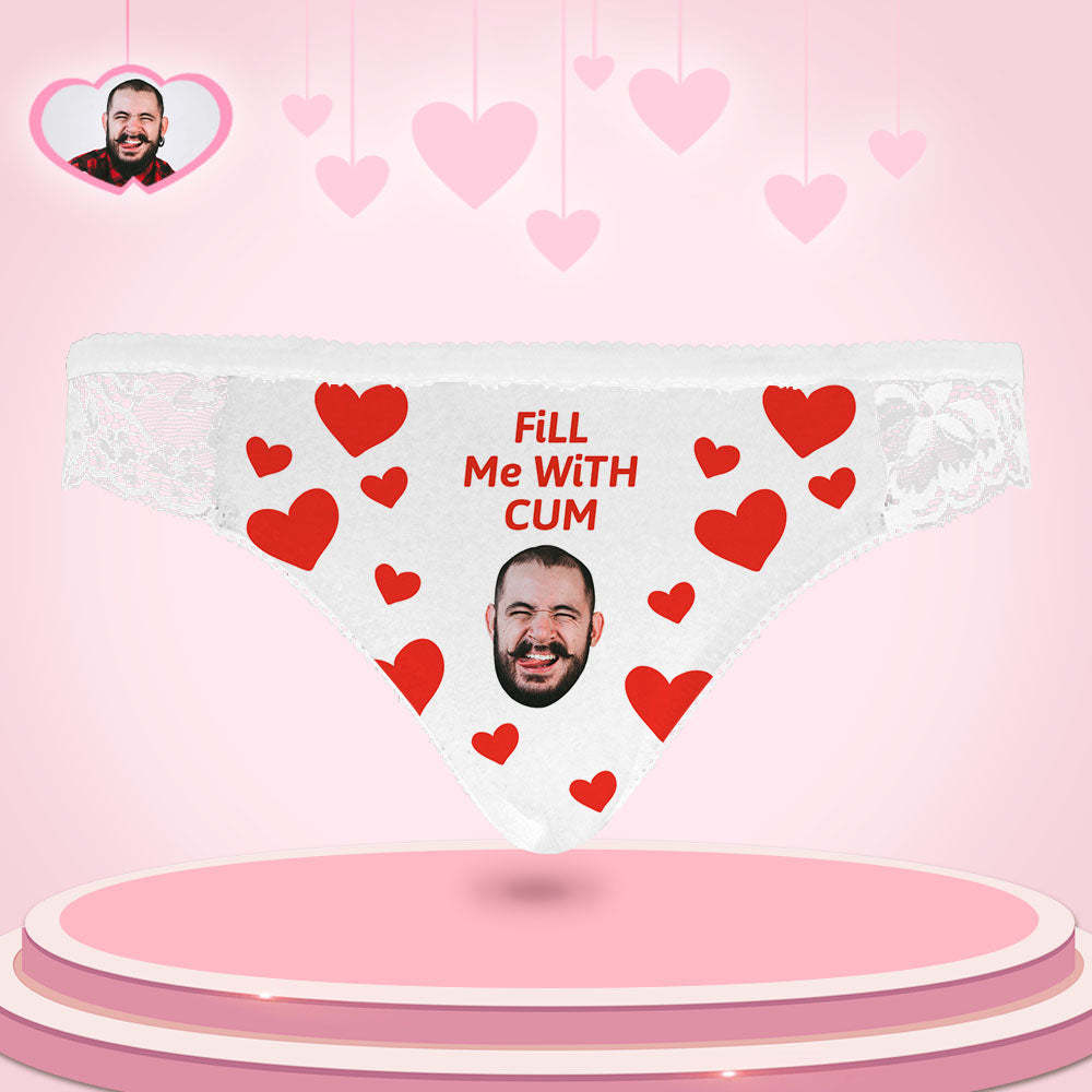 Custom Women Lace Panty Face Sexy Panties Women's Underwear - Fill Me With Cum - MyFaceBoxer