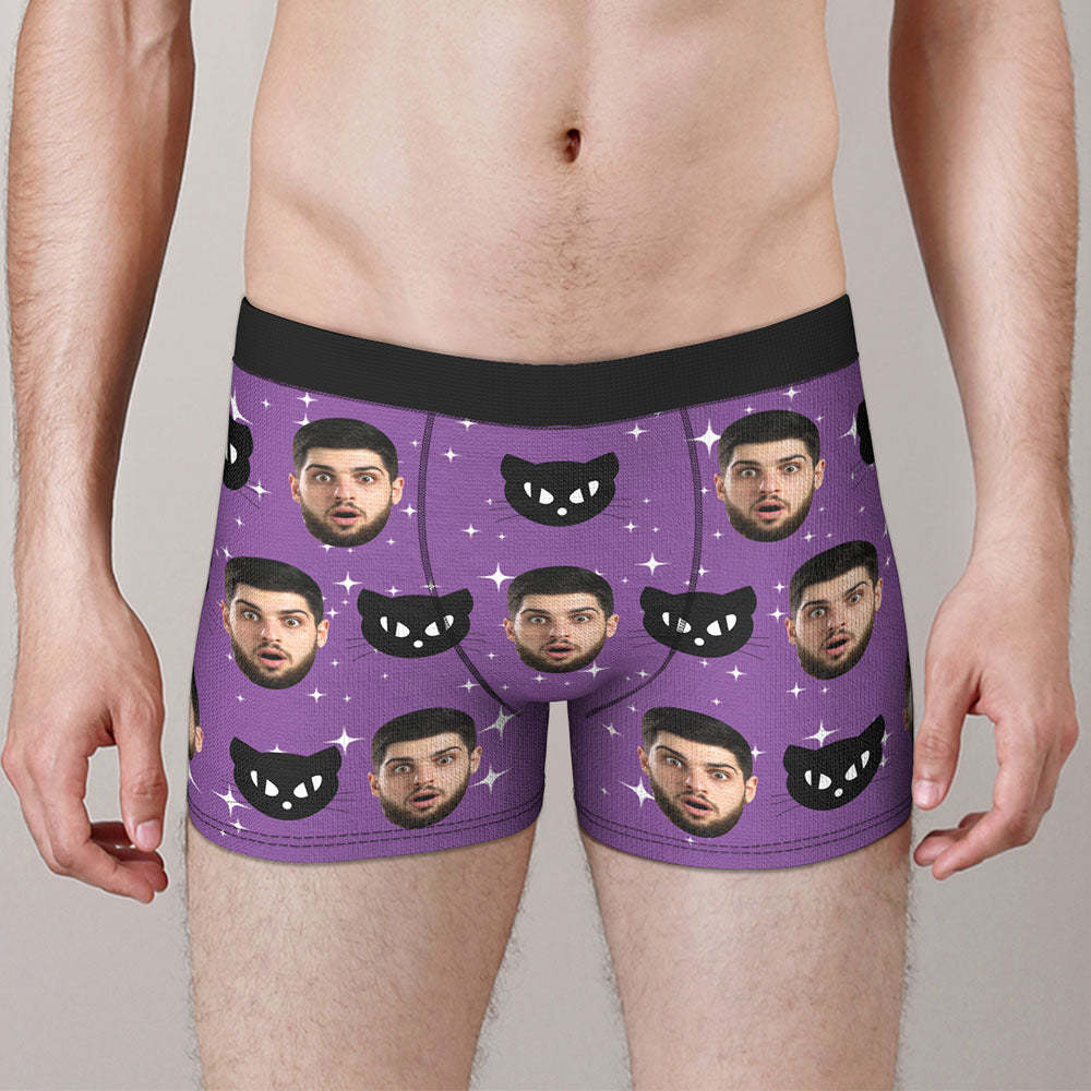 Custom Face Boxer Briefs Personalized Purple Spooky Halloween Themed Boxers - MyFaceBoxer