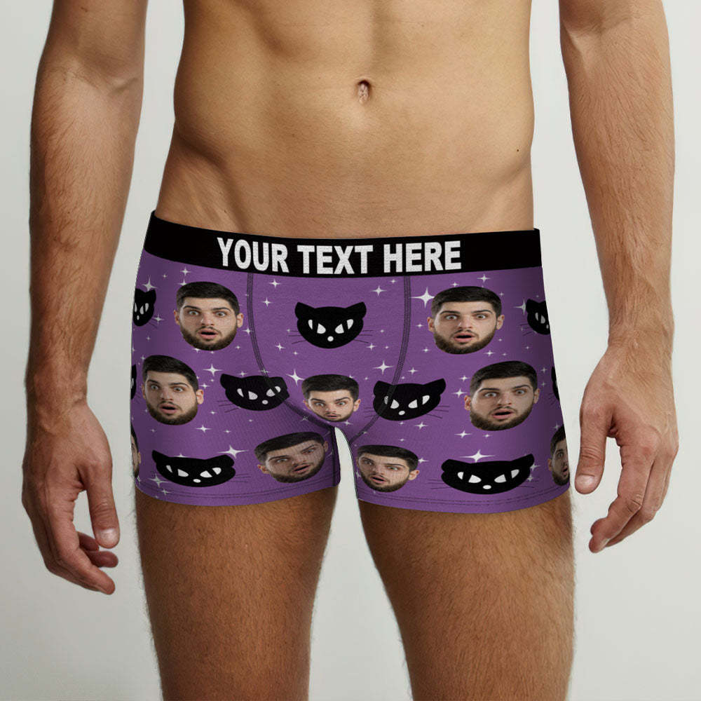 Custom Face Boxer Briefs Personalized Purple Spooky Halloween Themed Boxers - MyFaceBoxer