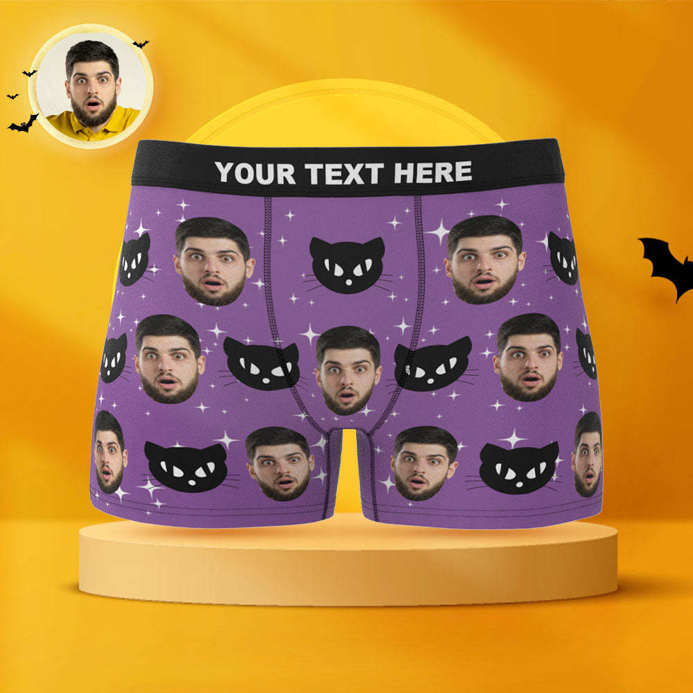 Custom Face Boxer Briefs Personalized Purple Spooky Halloween Themed Boxers - MyFaceBoxer