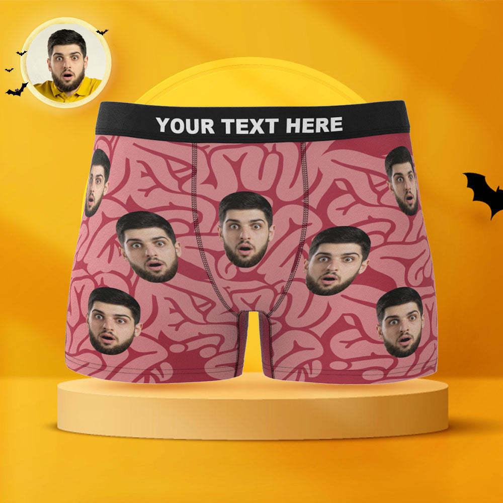 Custom Face Boxer Briefs Personalized Brains Print Halloween Themed Boxers - MyFaceBoxer