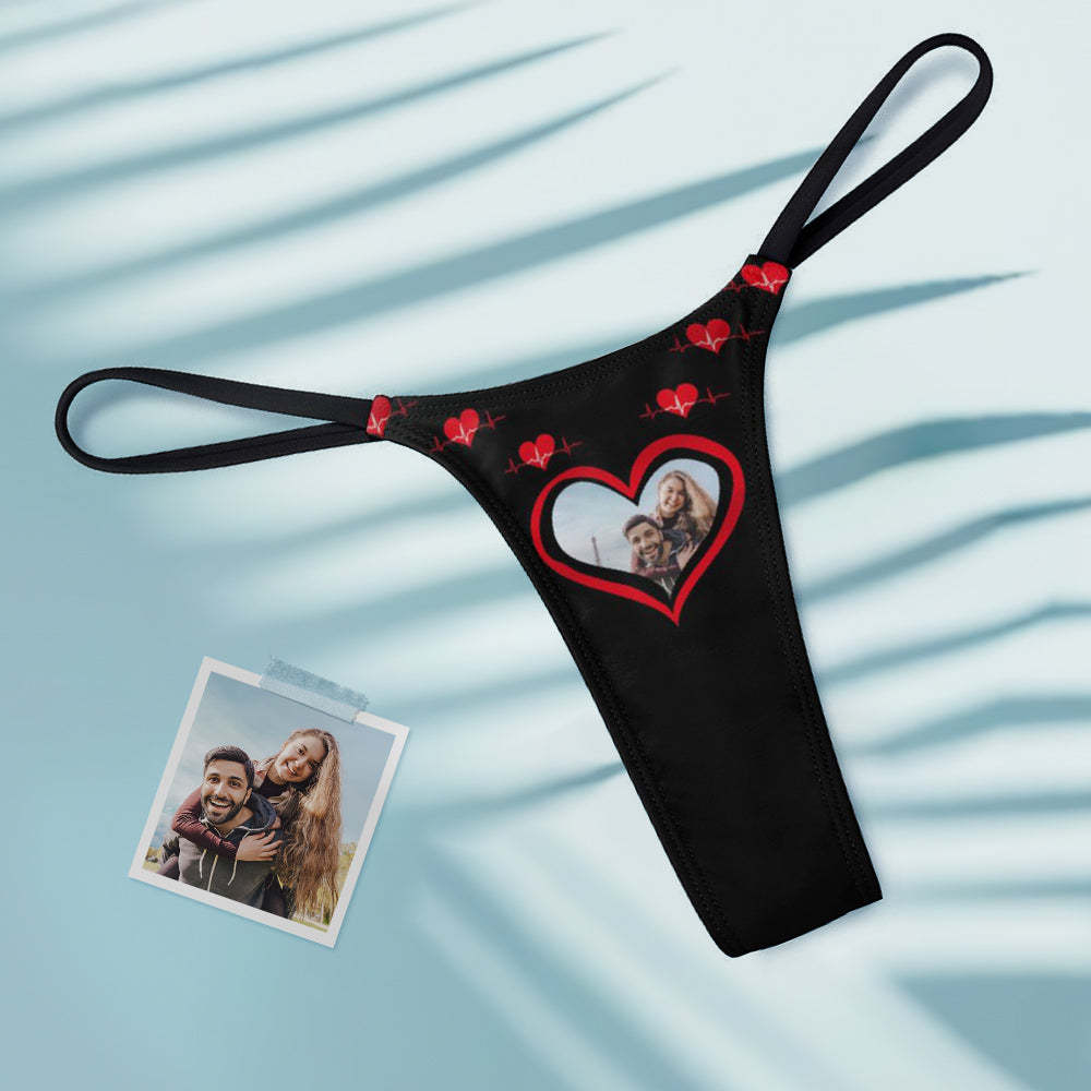 Custom Face Heart Women's Tanga I Love You Women's Novelty Underwear Thong - MyFaceBoxer