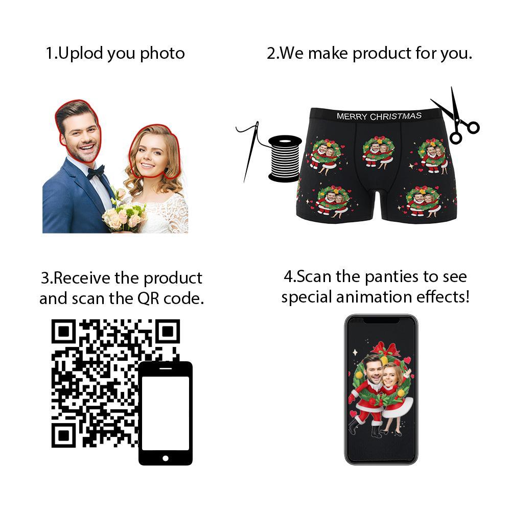 Custom Photo Boxer Face Underwear Double Santa Claus Couple Gifts Christmas Gift AR View - MyFaceBoxer