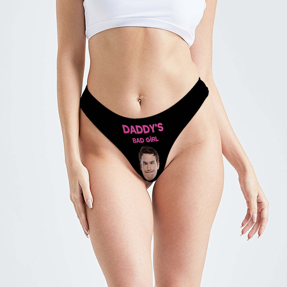 Daddy's Bad Girl Women's Custom Face Thong Sexy Naughty Panty Gift for Hot Wife - MyFaceBoxer