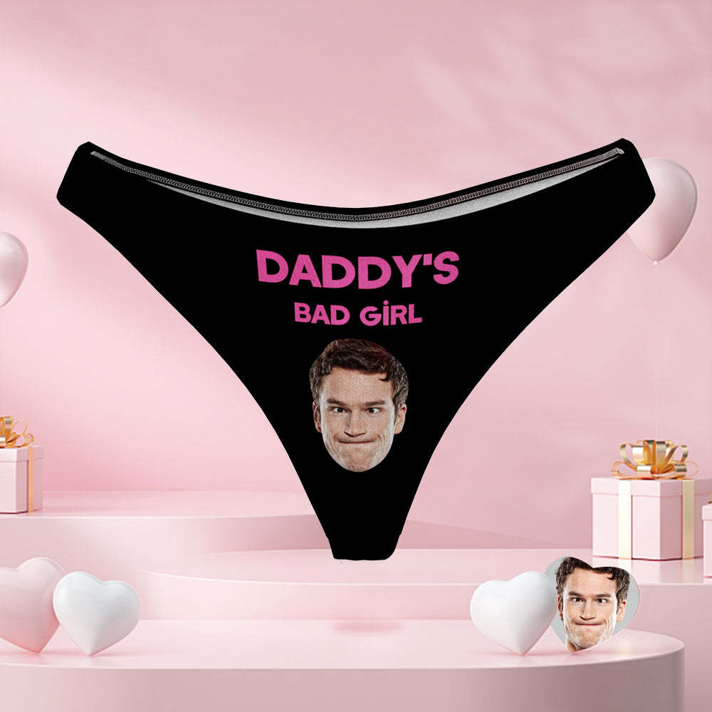 Daddy's Bad Girl Women's Custom Face Thong Sexy Naughty Panty Gift for Hot Wife - MyFaceBoxer