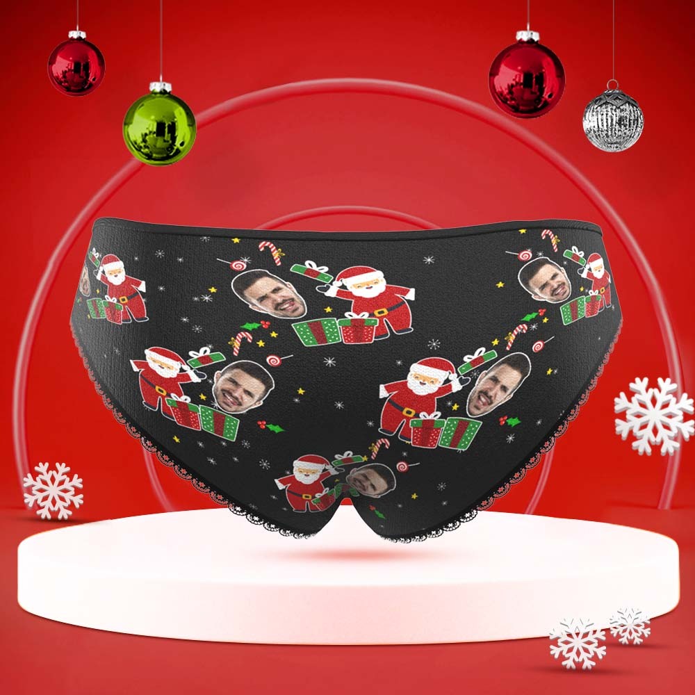 Custom Face Underwear Personalized Funny Women High-Cut Briefs Panties Christmas Surprise Gift For Her - MyFaceBoxer