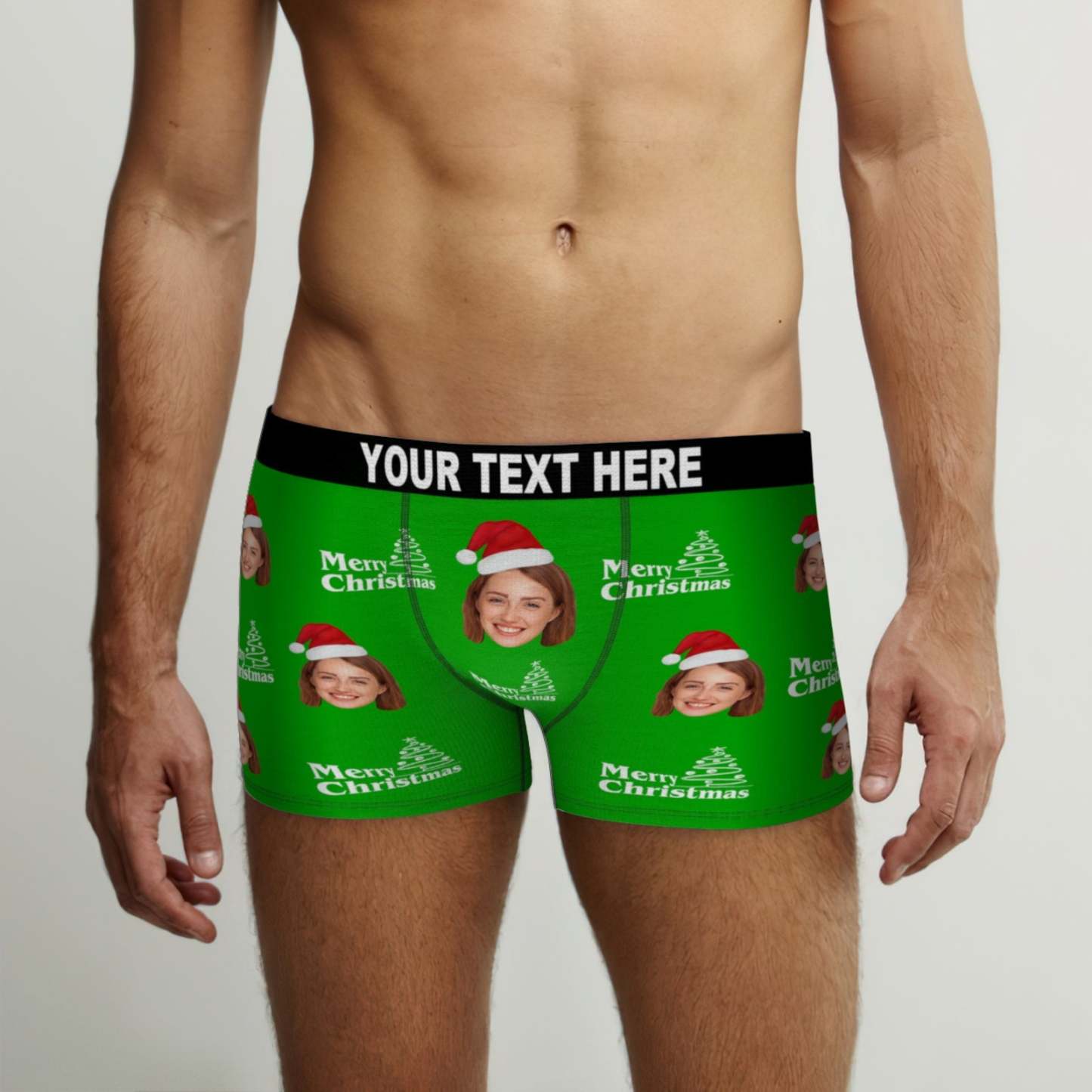Custom Face with Santa Hat Christmas Men's Boxer Briefs Christmas Gift - MyFaceBoxer