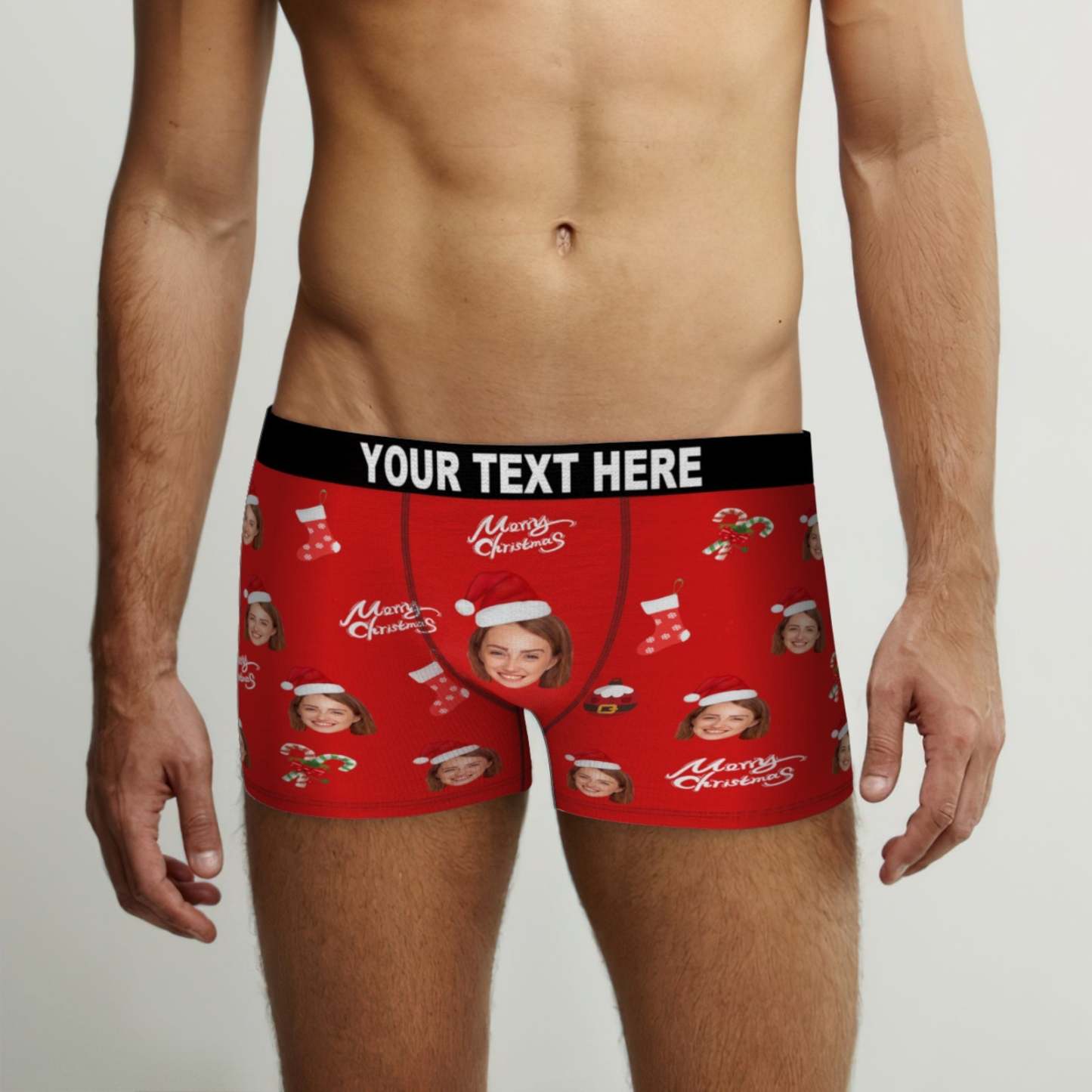 Custom Face Boxer Briefs Merry Christmas Personalized Face Underwear Christmas Gift - MyFaceBoxer