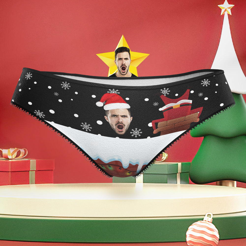 Custom Boyfriend Face Funny Christmas Panties Personalized Christmas Gift for Her