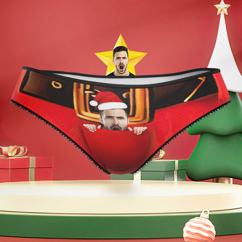 Custom Face Christmas Panties Funny Personalized Christmas Underwear Gift for Her