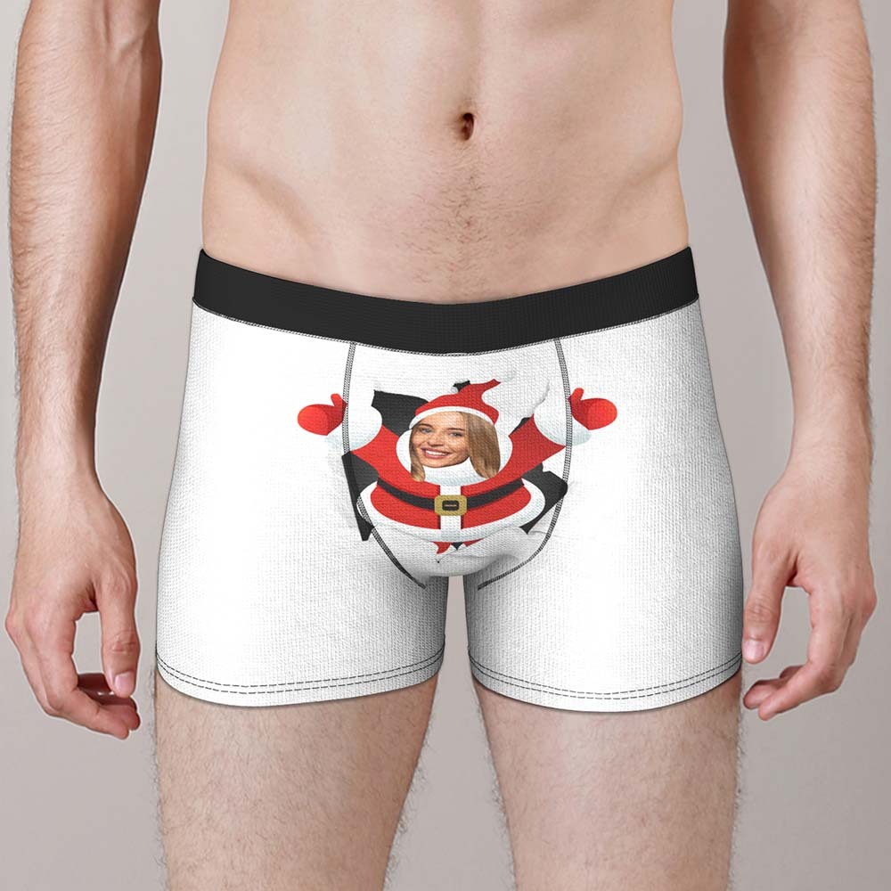 Men's Custom Face Boxer With Girlfriend Photo Open Arms Christmas Gift - MyFaceBoxer