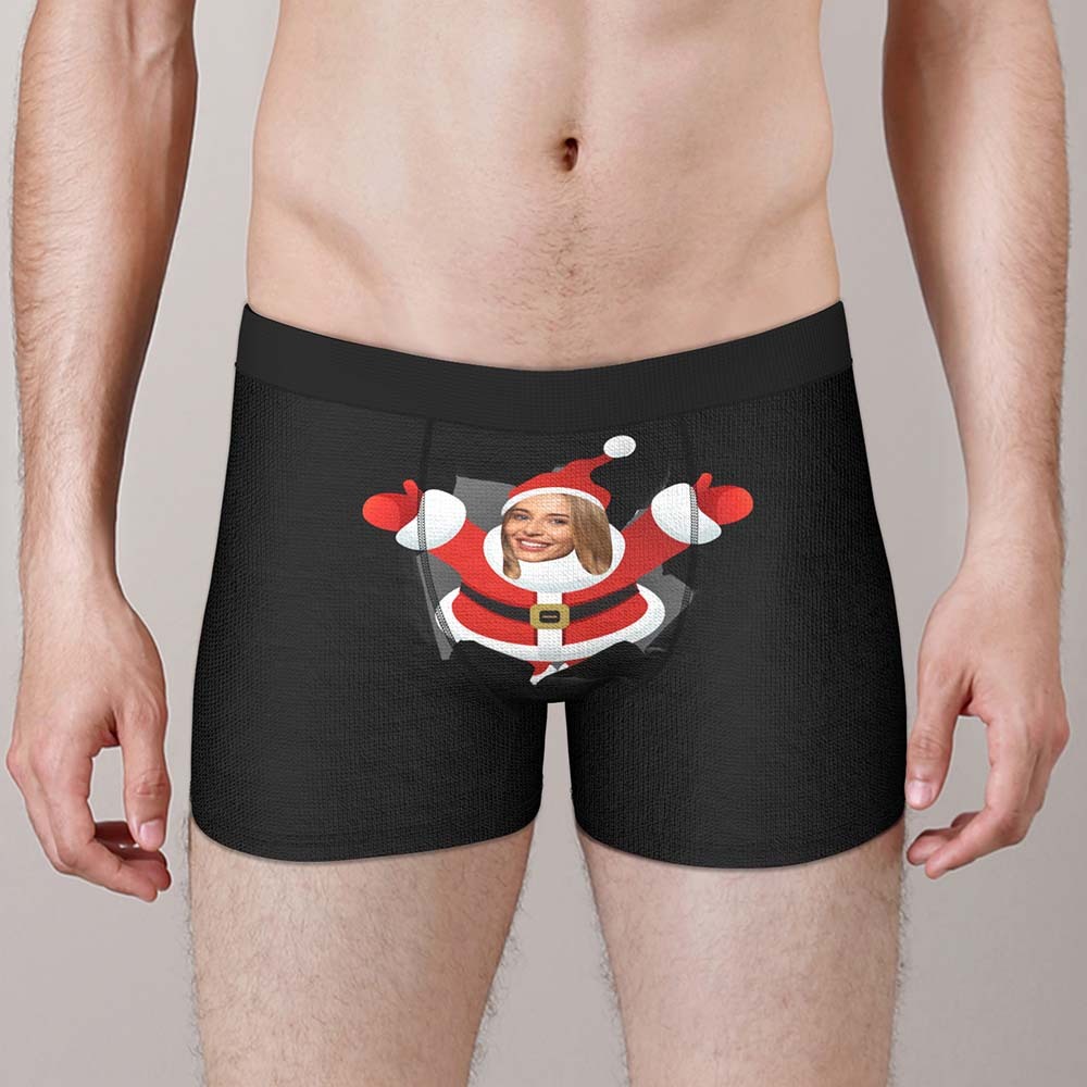 Men's Custom Face Boxer With Girlfriend Photo Open Arms Christmas Gift - MyFaceBoxer
