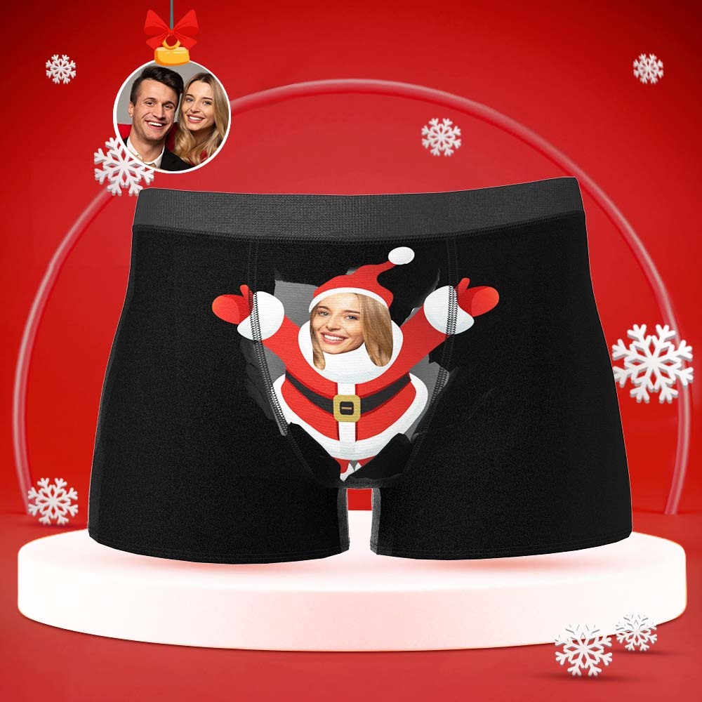 Men's Custom Face Boxer With Girlfriend Photo Open Arms Christmas Gift - MyFaceBoxer