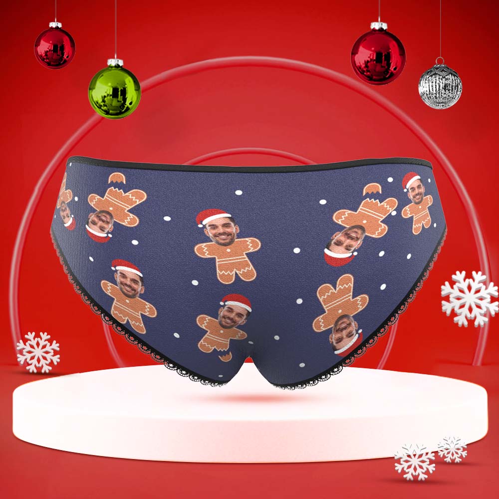 Custom Face Underwear Personalized Women Panties With Photo Christmas Gifts - Gingerbread - MyFaceBoxer