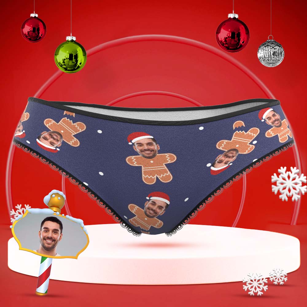 Custom Face Underwear Personalized Women Panties With Photo Christmas Gifts - Gingerbread - MyFaceBoxer