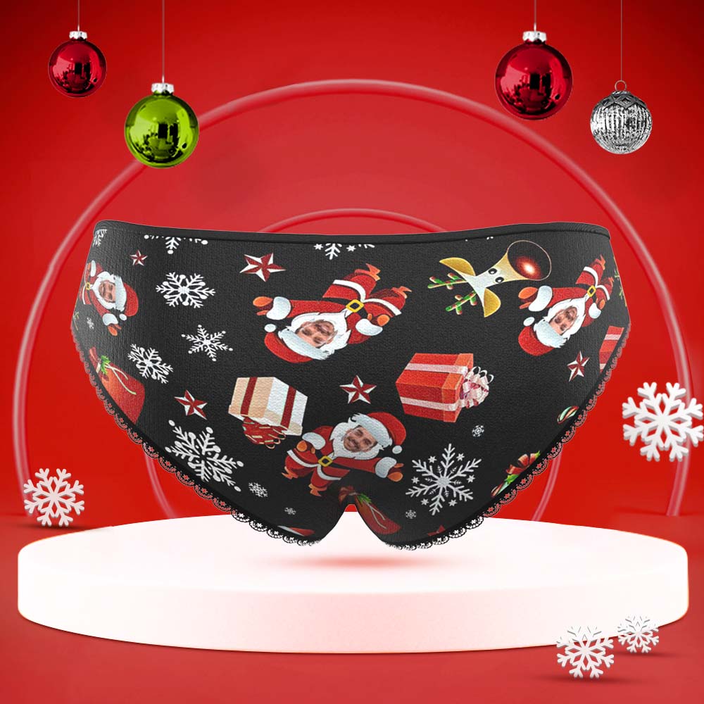 Custom Face Underwear Personalized Women Panties With Photo Santa Snowman Christmas Gifts - MyFaceBoxer
