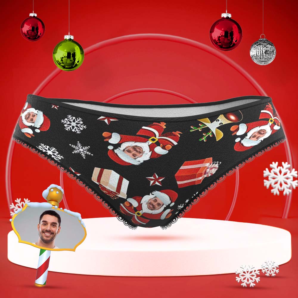 Custom Face Underwear Personalized Women Panties With Photo Santa Snowman Christmas Gifts - MyFaceBoxer