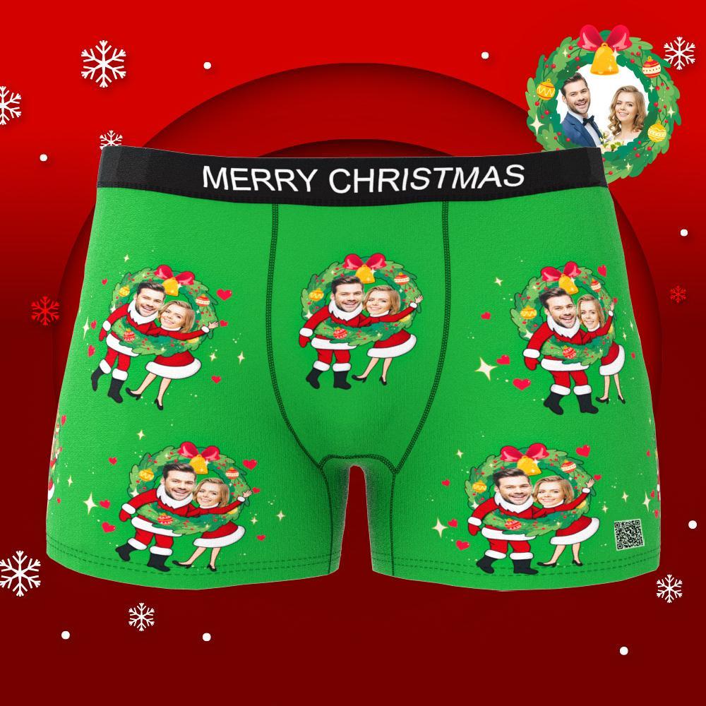 Custom Photo Boxer Face Underwear Double Santa Claus Couple Gifts Christmas Gift AR View - MyFaceBoxer