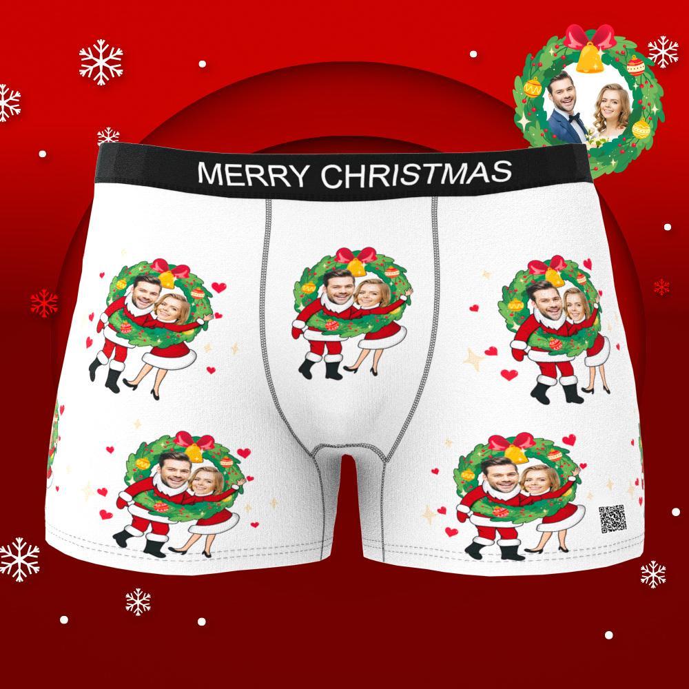 Custom Photo Boxer Face Underwear Double Santa Claus Couple Gifts Christmas Gift AR View - MyFaceBoxer