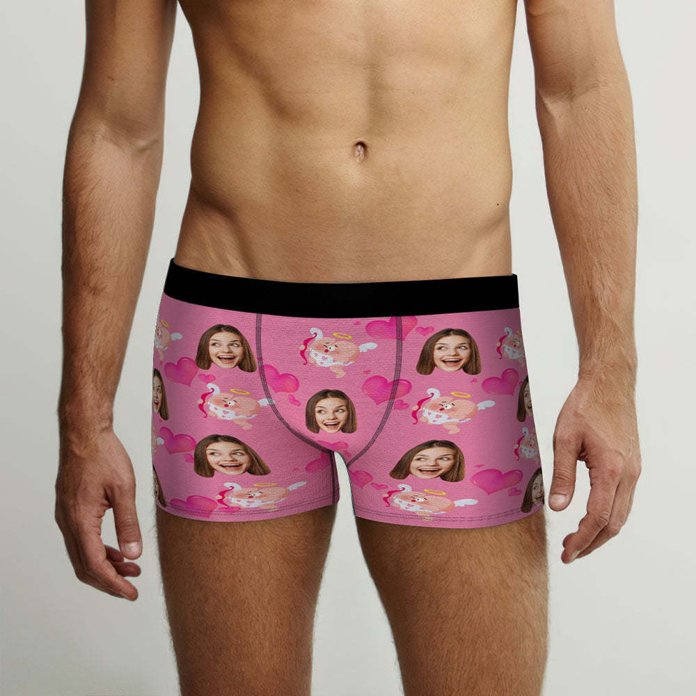 Custom Face Boxer Briefs Launch with Love Personalized Funny Valentine's Day Gift for Him - MyFaceBoxer