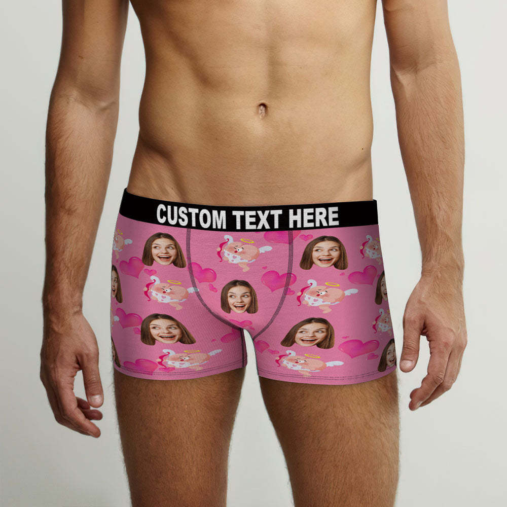 Custom Face Boxer Briefs Launch with Love Personalized Funny Valentine's Day Gift for Him - MyFaceBoxer