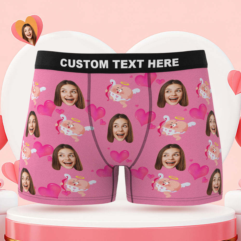 Custom Face Boxer Briefs Launch with Love Personalized Funny Valentine's Day Gift for Him - MyFaceBoxer