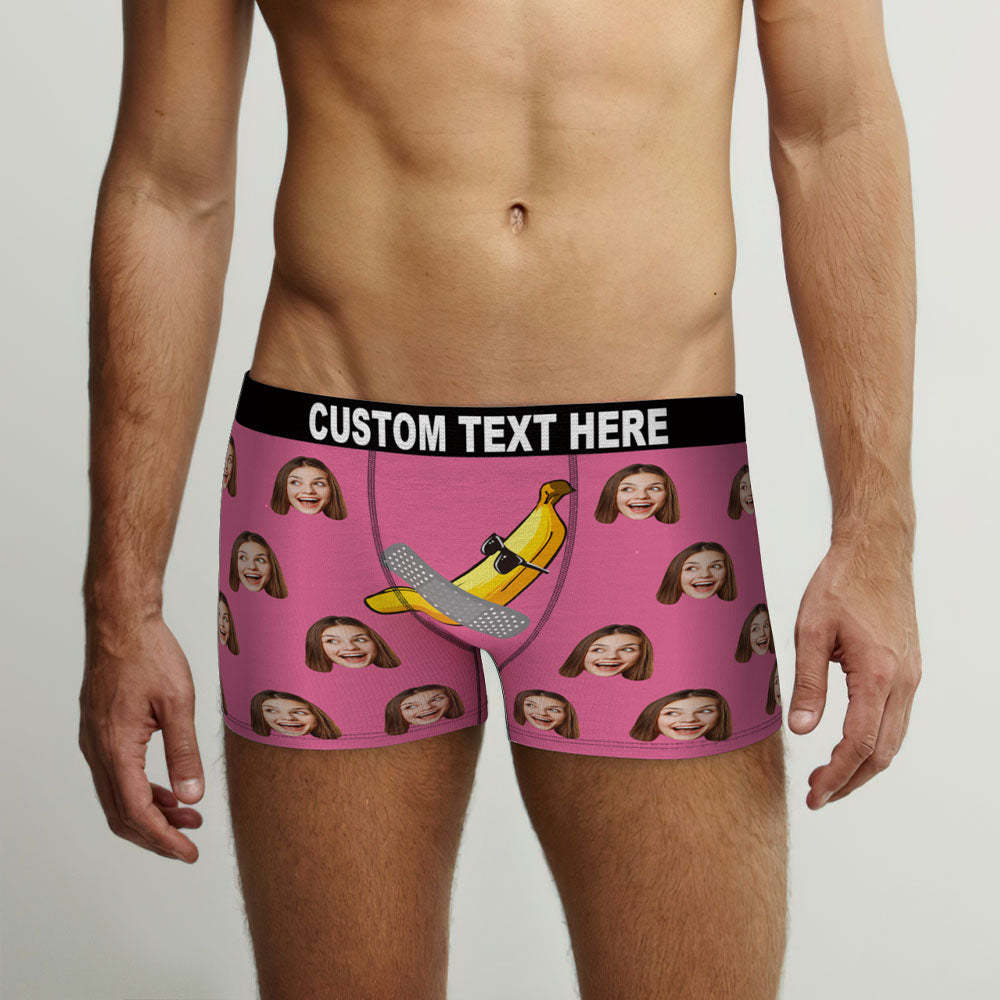 Custom Face Boxer Briefs Naughty Banana Personalized Funny Valentine's Day Gift for Him - MyFaceBoxer