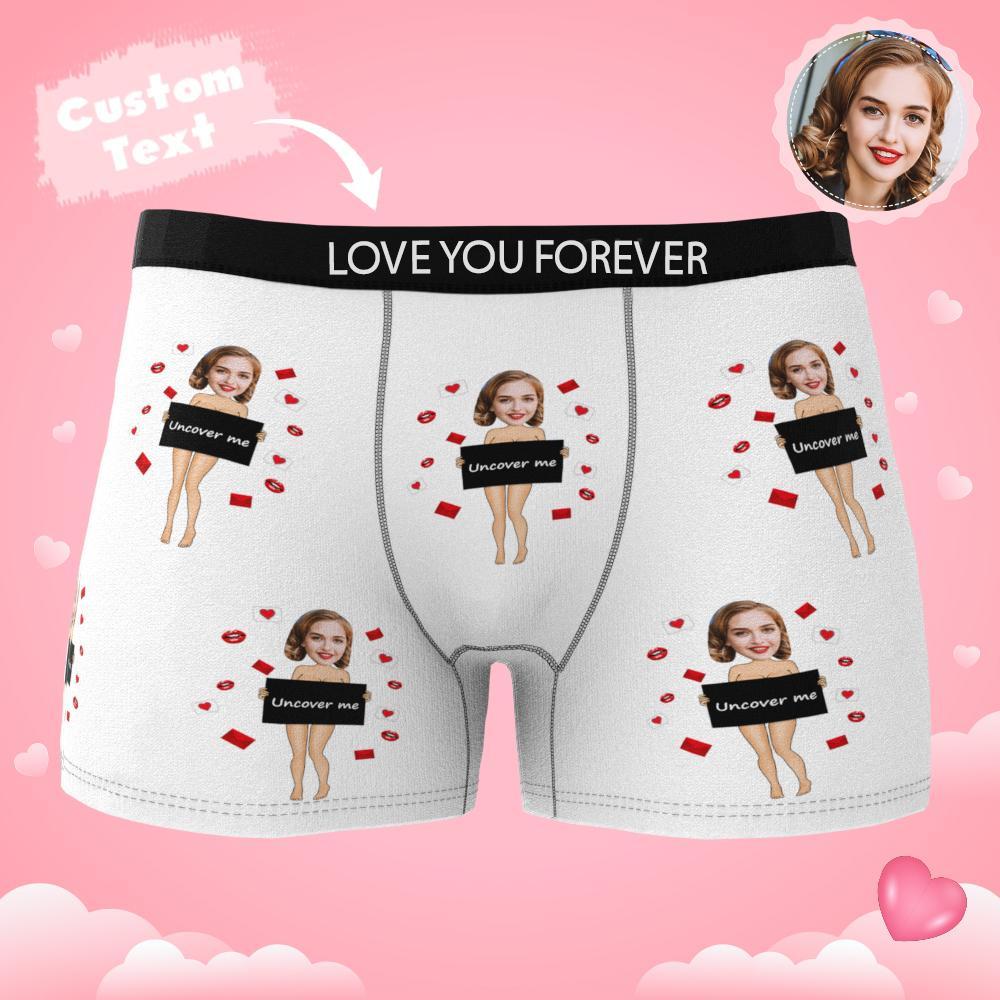 Custom Photo Boxer Uncover Me Underwear Men's Underwear Gift For Boyfriend AR View Valentine's Day Gift - MyFaceBoxer
