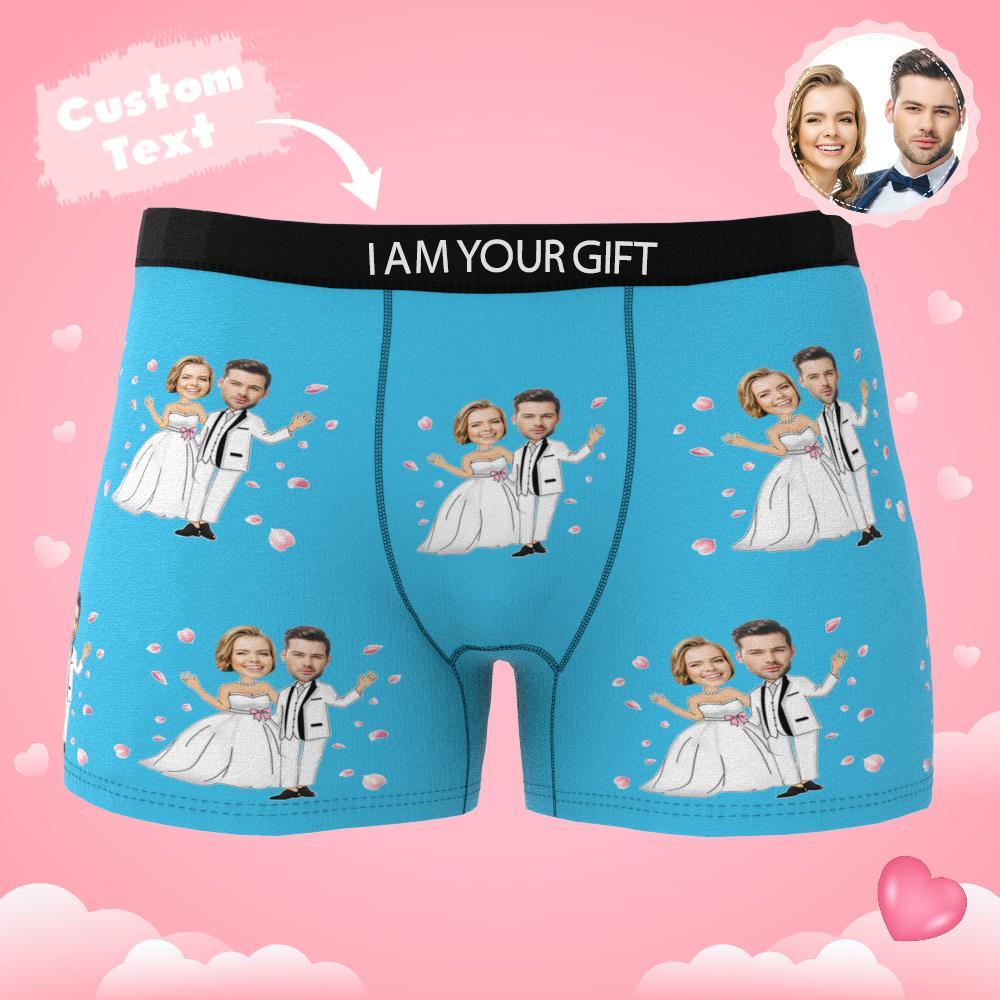 Custom Photo Boxer Double Wedding Underwear Men's Underwear Gift For Boyfriend AR View - MyFaceBoxer