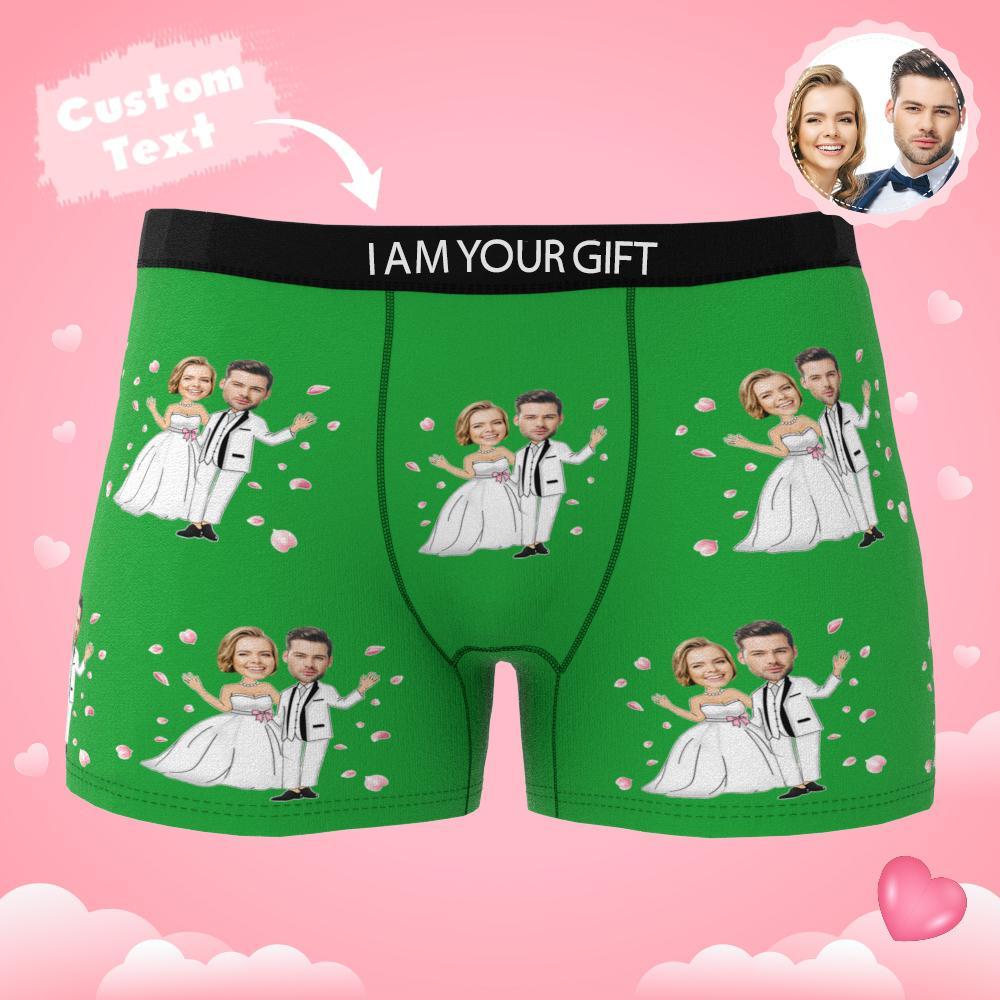 Custom Photo Boxer Double Wedding Underwear Men's Underwear Gift For Boyfriend AR View - MyFaceBoxer