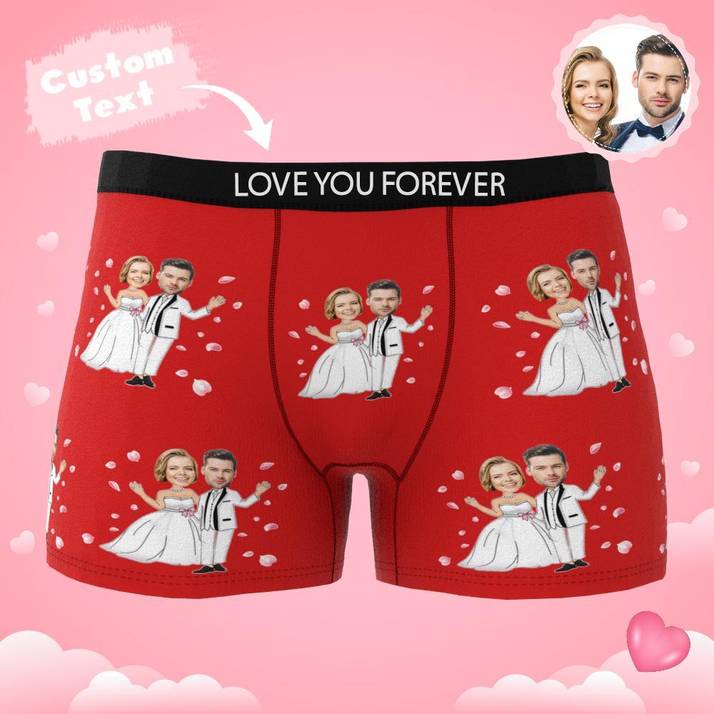 Custom Photo Boxer Double Wedding Underwear Men's Underwear Gift For Boyfriend AR View - MyFaceBoxer