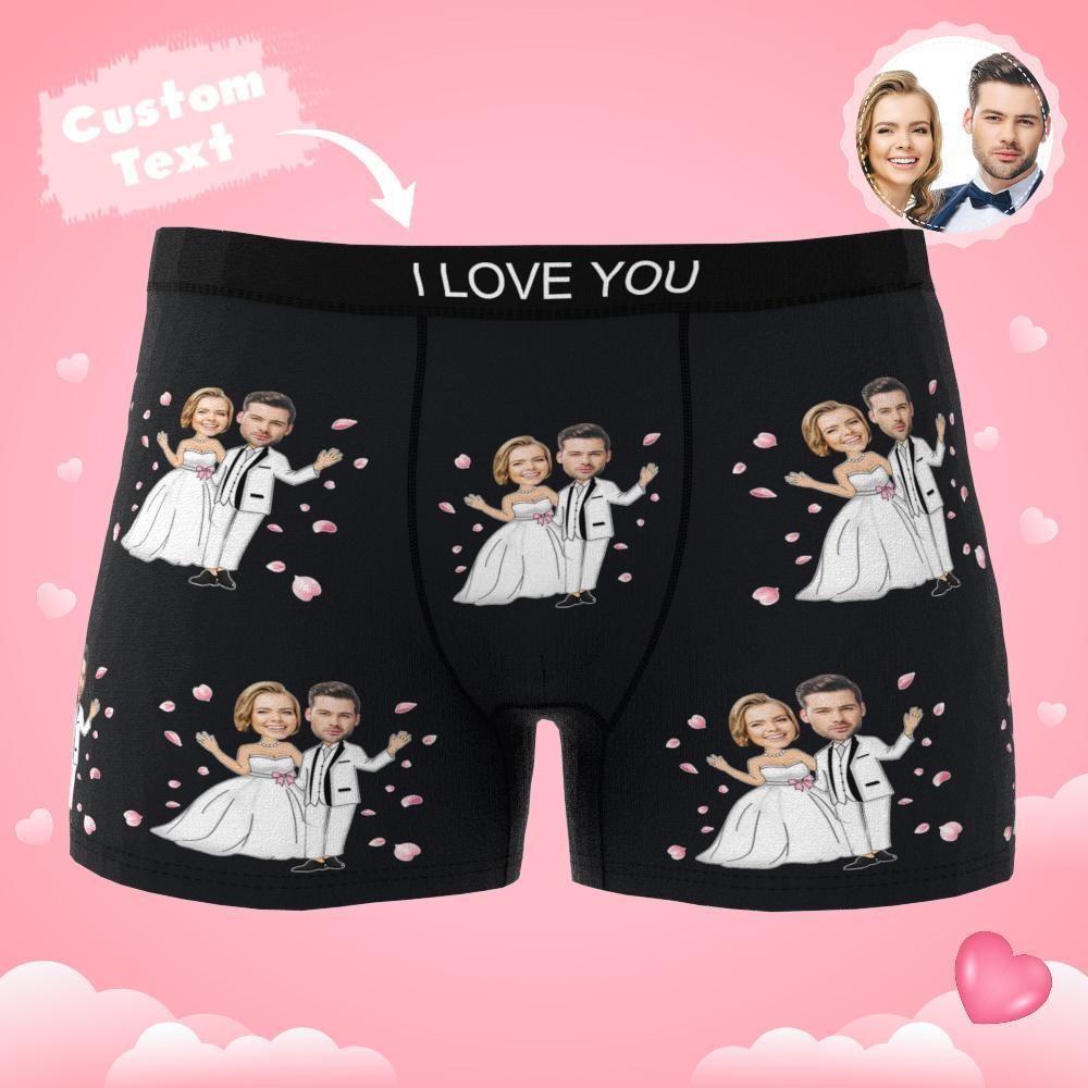 Custom Photo Boxer Double Wedding Underwear Men's Underwear Gift For Boyfriend AR View - MyFaceBoxer
