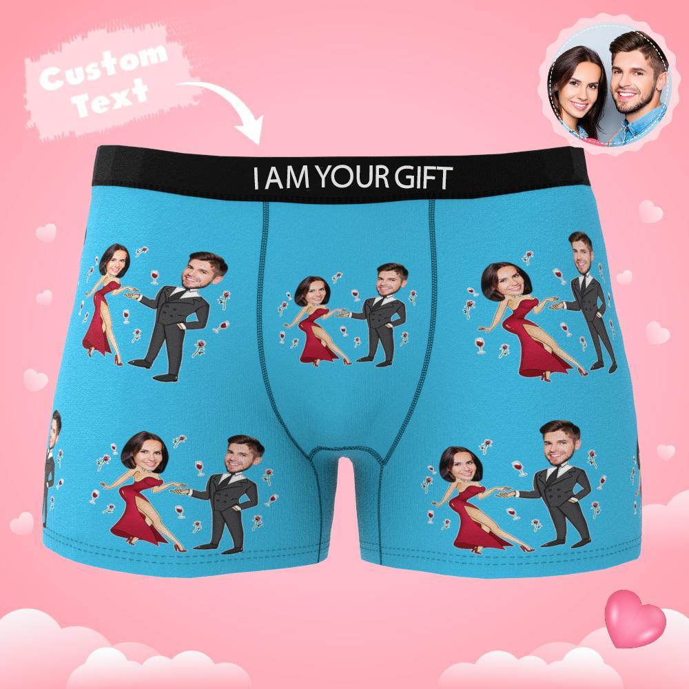 Custom Photo Boxer Double Dress Underwear Men's Underwear Gift For Boyfriend AR View Valentine's Day Gift - MyFaceBoxer