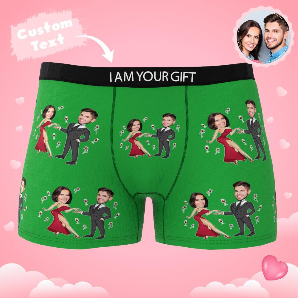 Custom Photo Boxer Double Dress Underwear Men's Underwear Gift For Boyfriend AR View Valentine's Day Gift - MyFaceBoxer