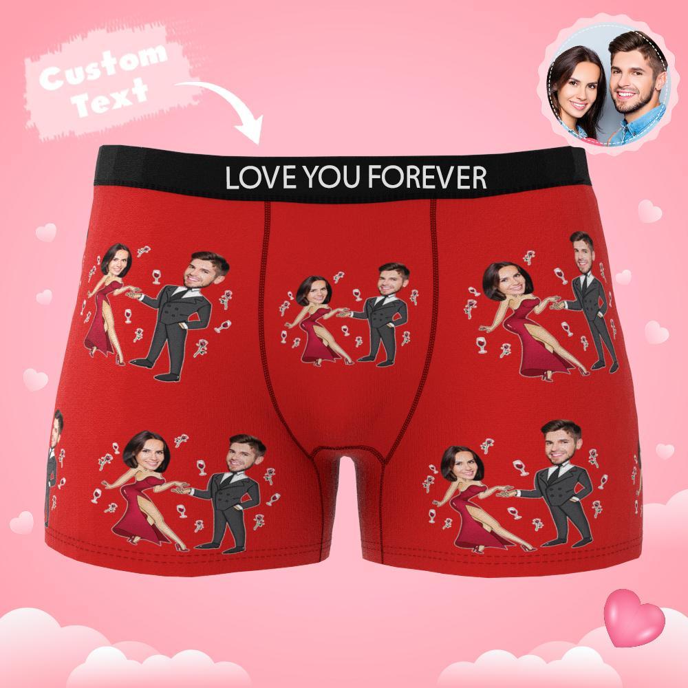Custom Photo Boxer Double Dress Underwear Men's Underwear Gift For Boyfriend AR View Valentine's Day Gift - MyFaceBoxer