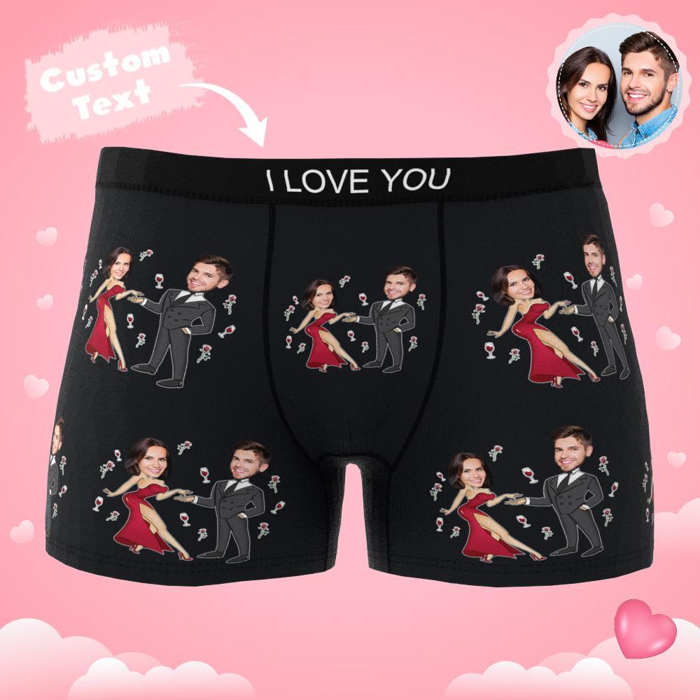 Custom Photo Boxer Double Dress Underwear Men's Underwear Gift For Boyfriend AR View Valentine's Day Gift - MyFaceBoxer