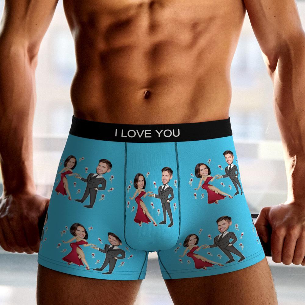 Custom Photo Boxer Double Dress Underwear Men's Underwear Gift For Boyfriend AR View Valentine's Day Gift - MyFaceBoxer