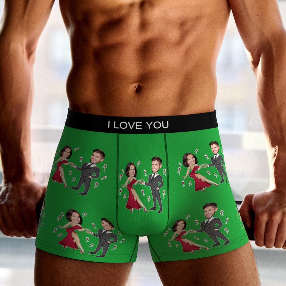 Custom Photo Boxer Double Dress Underwear Men's Underwear Gift For Boyfriend AR View Valentine's Day Gift - MyFaceBoxer