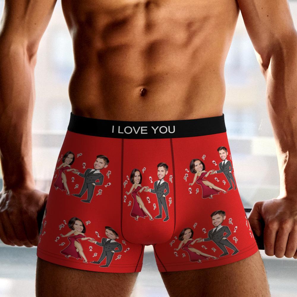 Custom Photo Boxer Double Dress Underwear Men's Underwear Gift For Boyfriend AR View Valentine's Day Gift - MyFaceBoxer