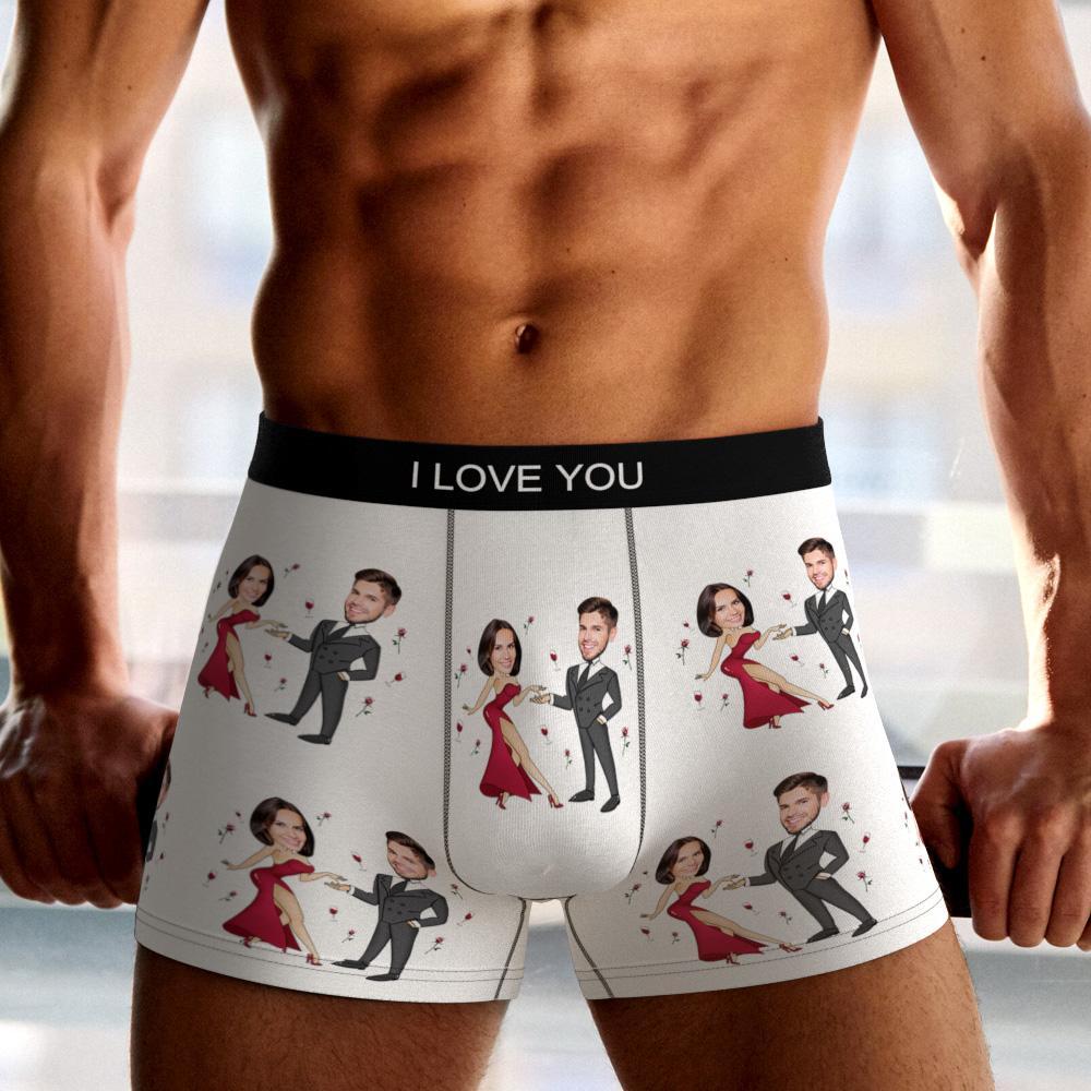 Custom Photo Boxer Double Dress Underwear Men's Underwear Gift For Boyfriend AR View Valentine's Day Gift - MyFaceBoxer