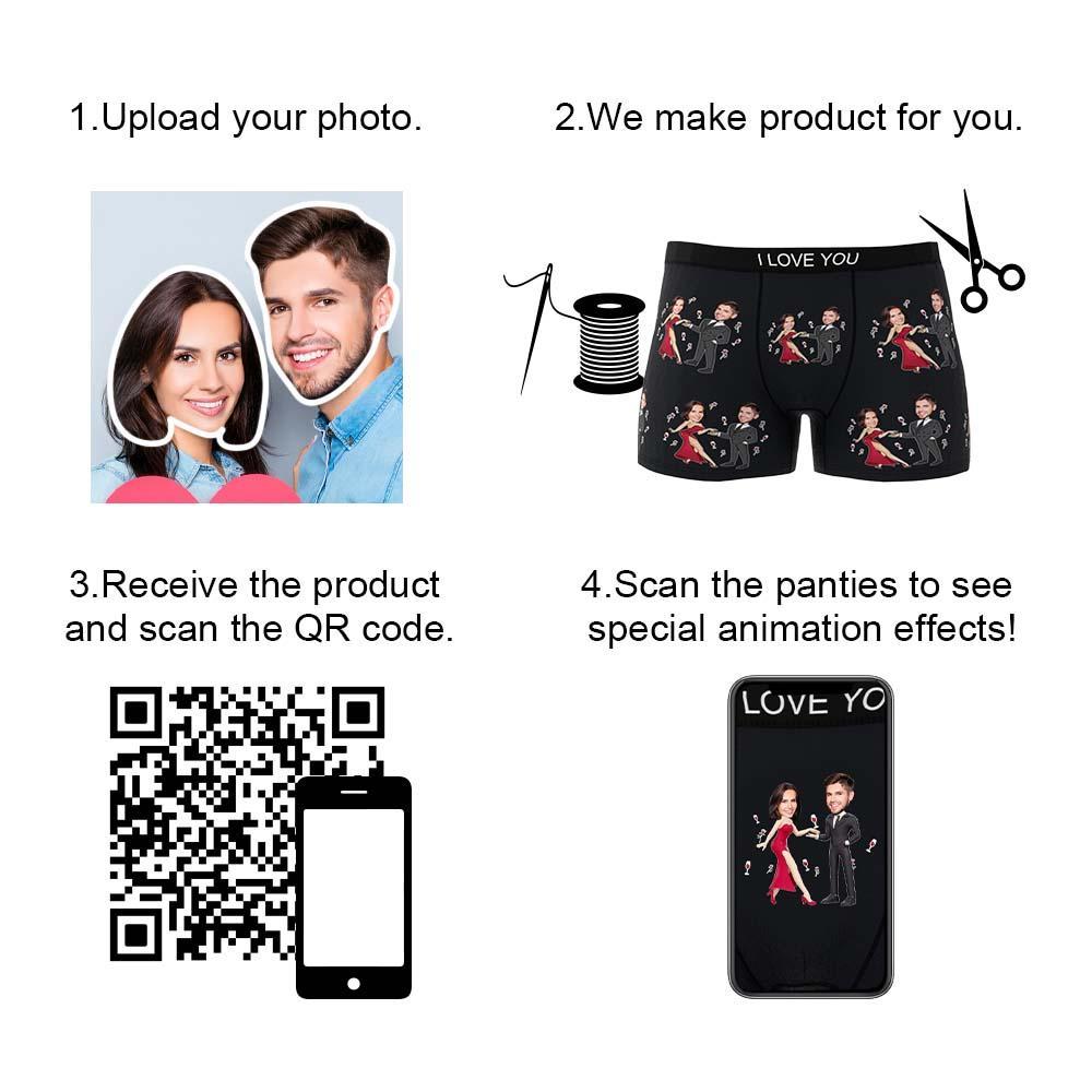 Custom Photo Boxer Double Dress Underwear Men's Underwear Gift For Boyfriend AR View Valentine's Day Gift - MyFaceBoxer