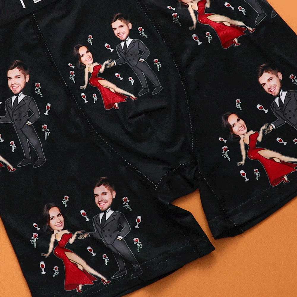 Custom Photo Boxer Double Dress Underwear Men's Underwear Gift For Boyfriend AR View Valentine's Day Gift - MyFaceBoxer