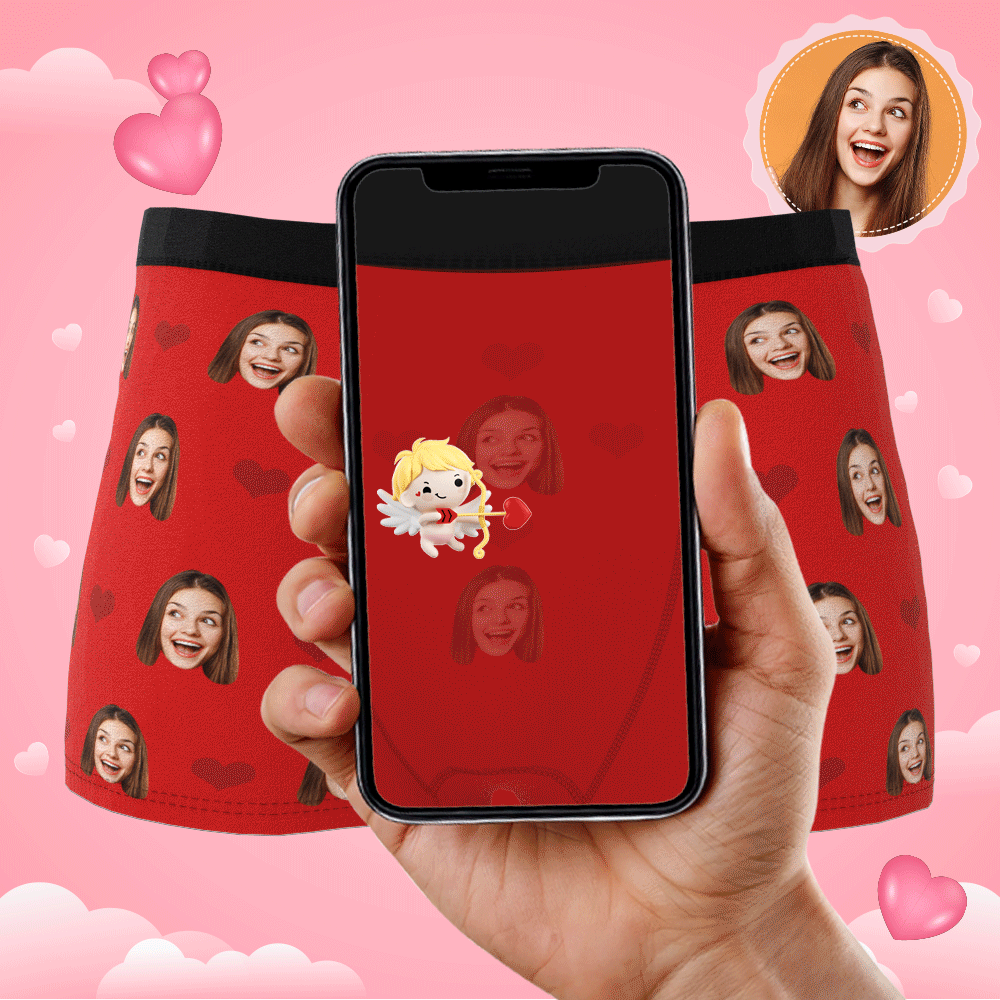 Custom Photo Boxer Men's, Heart Face Underwear - Men - MyFaceBoxer