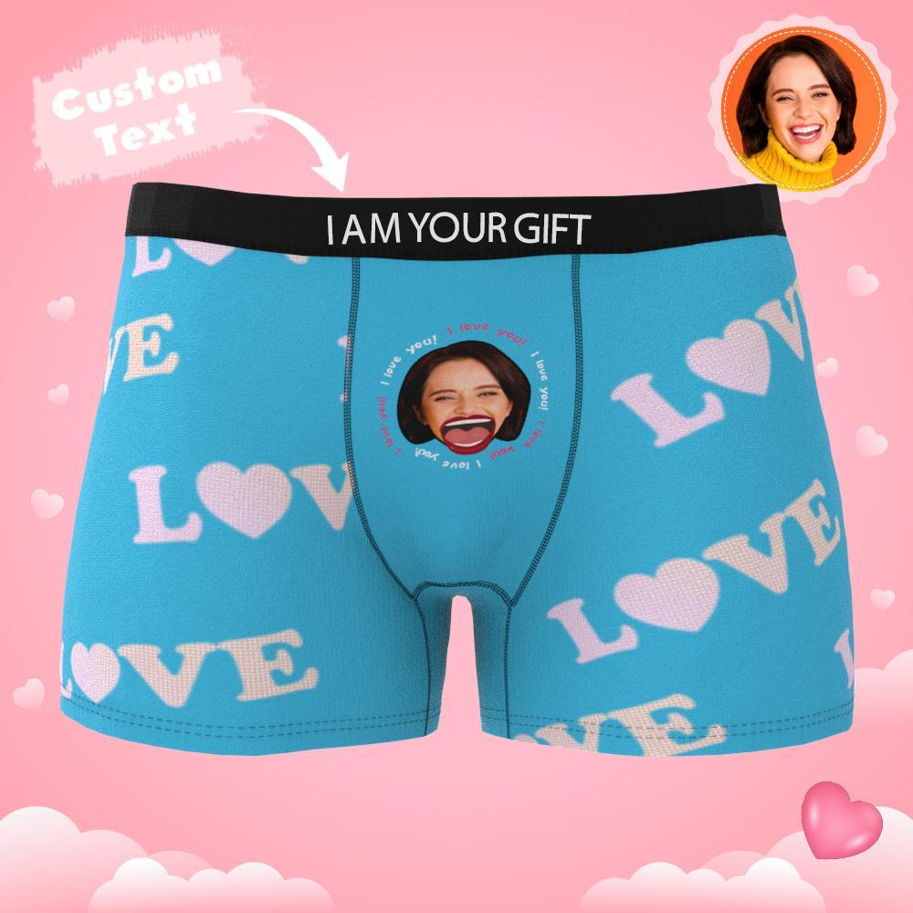 Custom Photo Boxer Kiss Underwear Men's Underwear Gift For Boyfriend AR View - MyFaceBoxer