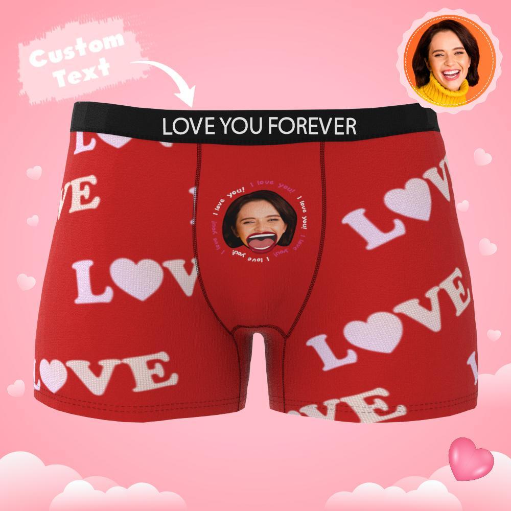 Custom Photo Boxer Kiss Underwear Men's Underwear Gift For Boyfriend AR View - MyFaceBoxer