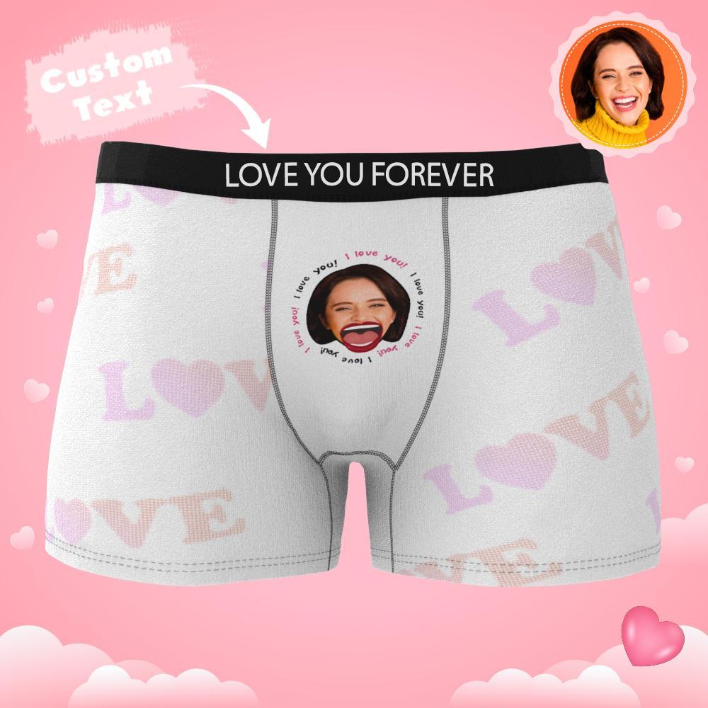 Custom Photo Boxer Kiss Underwear Men's Underwear Gift For Boyfriend AR View - MyFaceBoxer