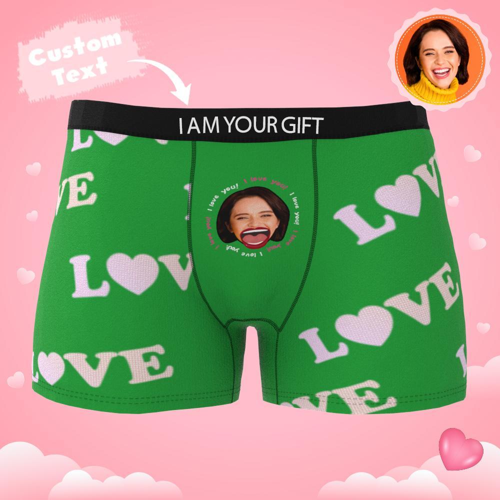 Custom Photo Boxer Kiss Underwear Men's Underwear Gift For Boyfriend AR View - MyFaceBoxer
