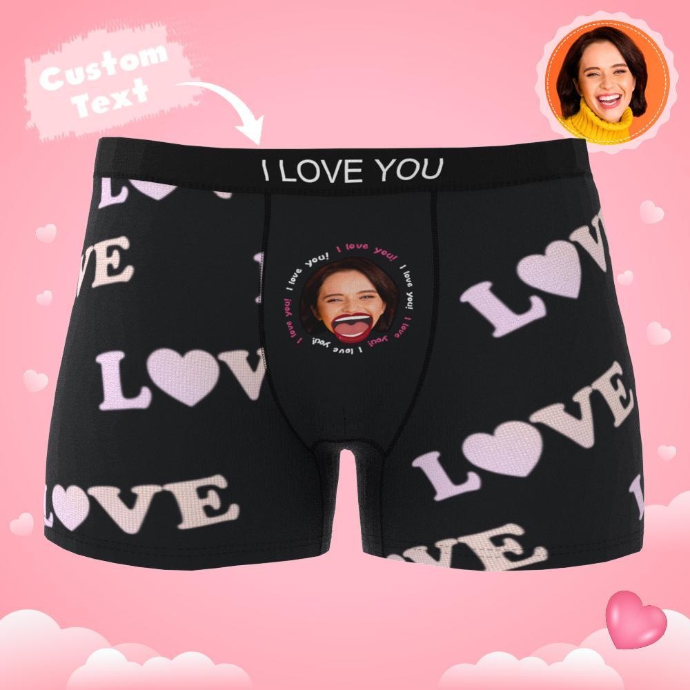 Custom Photo Boxer Kiss Underwear Men's Underwear Gift For Boyfriend AR View - MyFaceBoxer